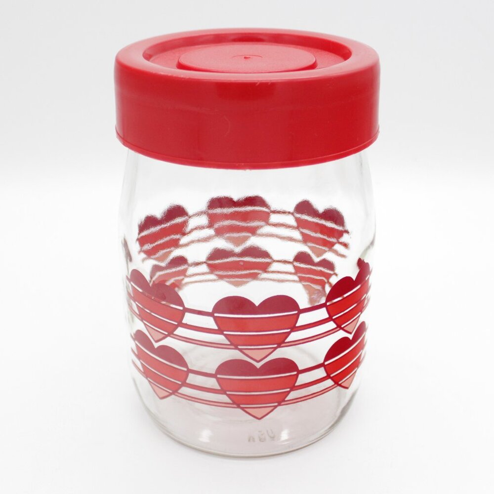 Vintage Carlton Glass 1 Liter Valentine Hearts Jar with Lid